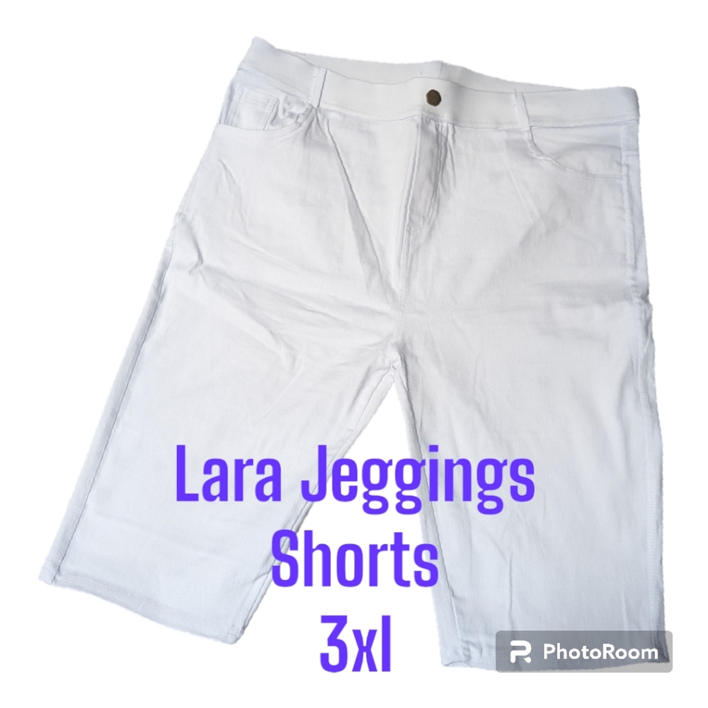 Lara White Denim Stretchy Jeggings Bermuda Shorts 3XL